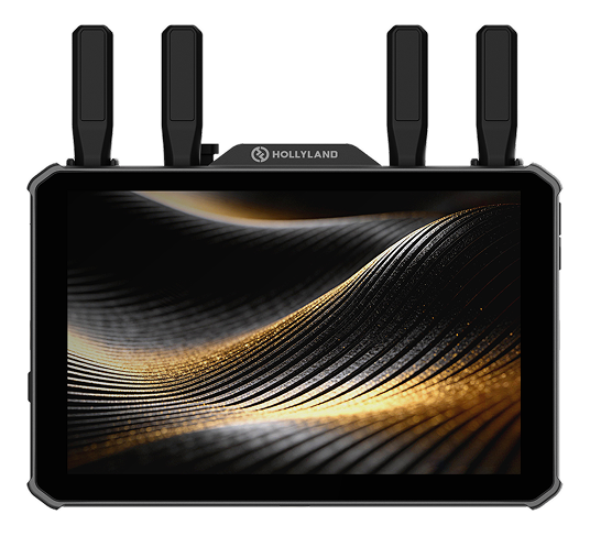 Pyro 7 Ultra monitor showing a gold and black wave pattern