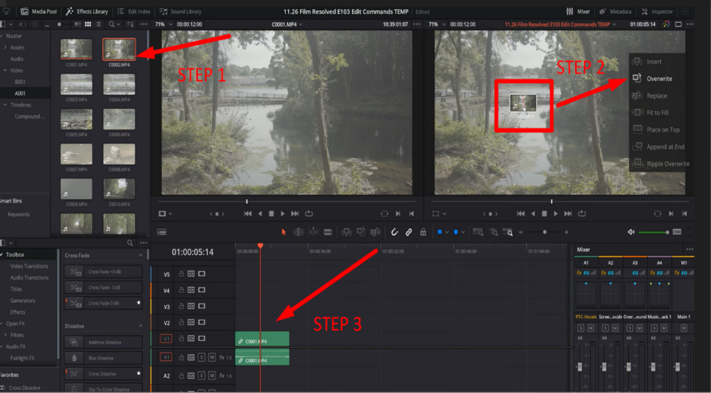 How To Davinci Resolve To Insert A Clip Between 2 Existing Clips